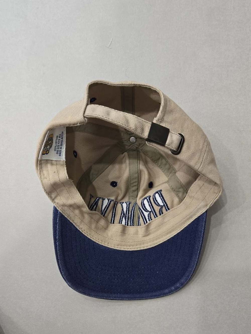 Vintage 'Brooklyn' Embroidered Unisex Baseball Cap - Beige and Navy
